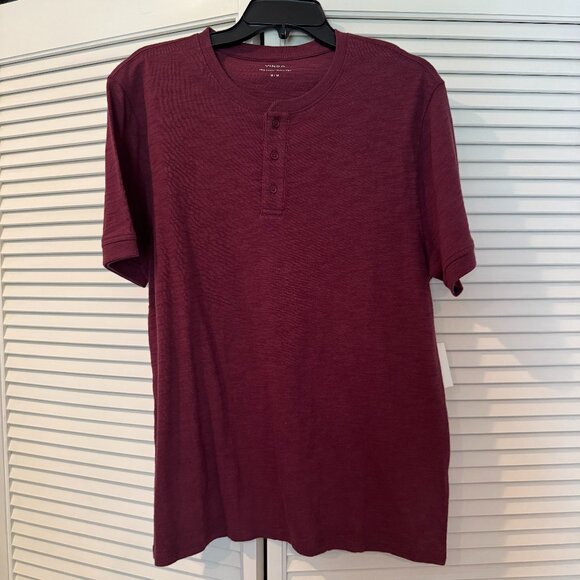 NWT VINCE  Slub Cotton Short Sleeve Henley Size M - Picture 1 of 5